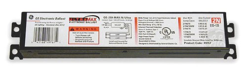 GE LIGHTING 101 to 108 Watts, 2 Lamps, Electronic Ballast