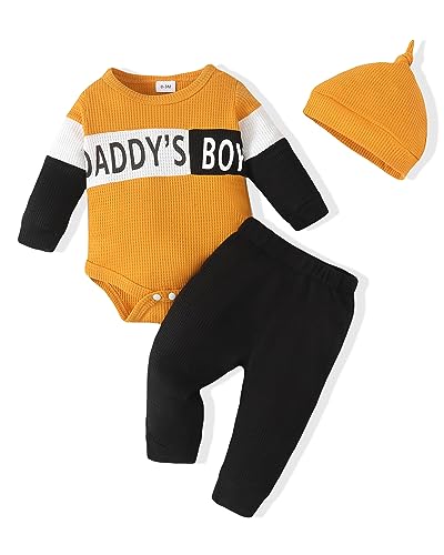 Image of SUNNY PIGGY Baby Boy Clothes Newborn Boy Outfit Infant Romper Winter Fall Long Pants Set Hat 3PC