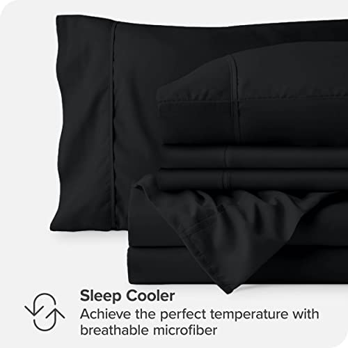 Twin Xl Sheet Set - 4 Piece Set - Hotel Luxury Bed Sheets - Ultra Soft - Deep Pockets - Easy Fit - Cooling & Breathable Sheets - Wrinkle Resistant - Cozy - Black - Twin Extra Long Sheets - 4 Pc #TOP2