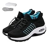 2026 New Comfortwear Ortho Stretch Cushion Shoes, Comfort Wear Shoes for Women, Ortho Shoe for Women Plantar Fasciitis with Insole (Black Blue-Air cushion, Adult, Women, 10, Numeric, US Footwear Size System, Medium)