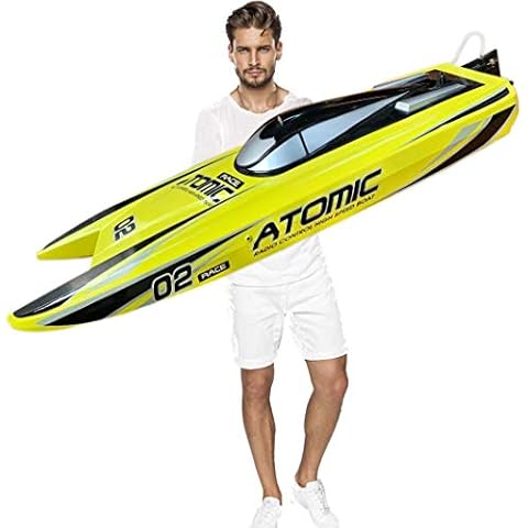 27.6-Inches Remote Control High Speed Racing Boat S011 Oversized Electric RC Boat Top Speed 65KM/H Brushless Motor Excellent Functions for Hobbies Player Adult Boys Age 14+ Randomly color shipped Cover
