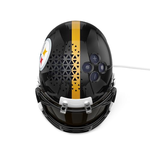 Image of NFL Echo Dot Bundle: Includes Echo Dot | Deep Sea Blue and Limited-Edition NFL Helmet Stand | Pittsburgh Steelers