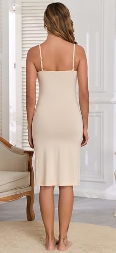 Image of Slip Dress for Women Adjustable Spaghetti Straps Under Dresses Basic Full Slips Cami Long Slip Dress Nightgown