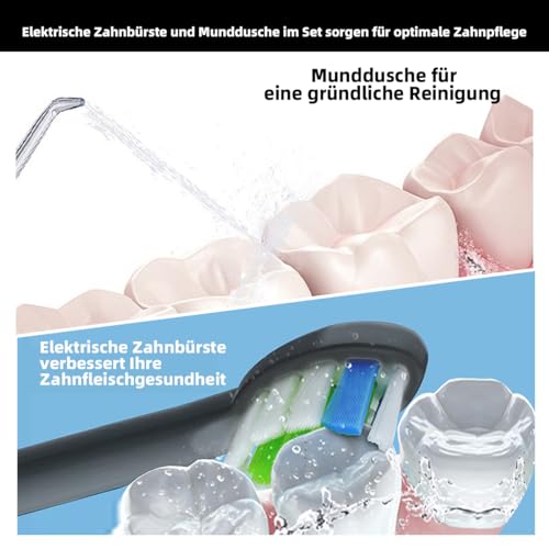 2-in-1 Mundhygiene-Set – Testsieger 2026* – Munddusche & Elektrische Zahnbürste – TÜV-geprüft – Für gesundes Zahnfleisch & gründliche Reinigung – 2000 mAh Akku, IPX7 wasserdicht – inkl. Reiseetui