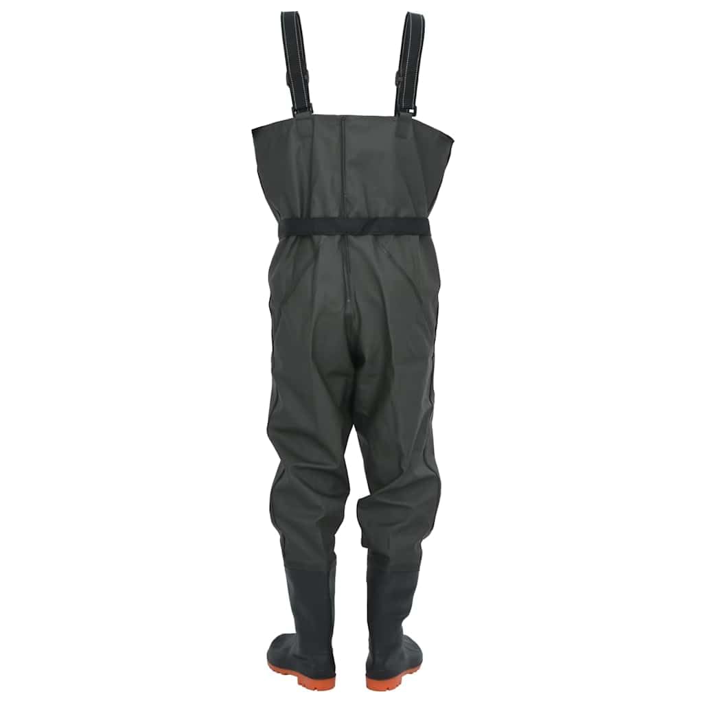 vidaXL Wathose mit Stiefeln Gürtel, Anglerhose Wasserfest Verstellbar, Teichhose für Angler Jäger Landwirte, Angelhose, Dunkelgrün Größe 40