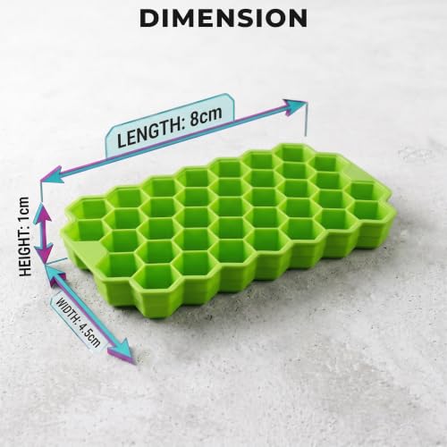 Image of SIMEVIX Silicone Ice Cube Tray Hexagonal Mold, BPA-Free Food-Grade Silicone, Easy Release Flexible Ice Maker, Stackable Space-Saving Design (No of Packs - 4 Trays) (148 Ice Cubes)
