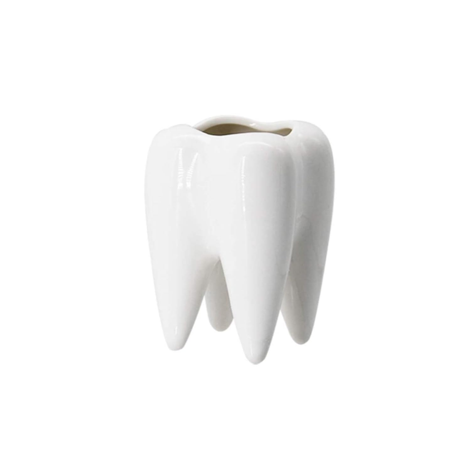 LECMACY Cute Tooth Shaped White Ceramic Planter Pots Flower Plant Containers, Mini Ceramic Succulent Planter Pots