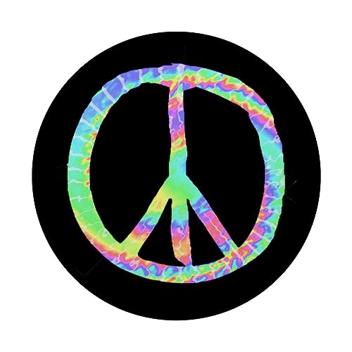 Tie-Dye Peace Sign Cute Love Colorful Tye Dye Hippie Flower PopSockets Swappable PopGrip, Black - Image 3