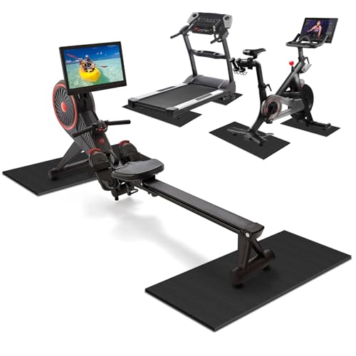 2PCS Fitness Equipment Mats and Floor Protector Non-Slip Mat Rowing Rowing Machine Bike Mat for Carpet & Hardwood Floors Exercise Bike Mats (Two Pieces:30 * 12 inch)