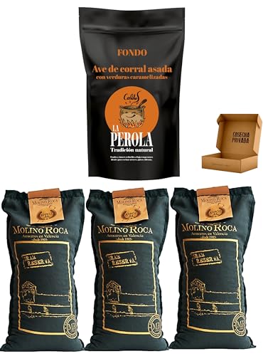 Genérico Pack Arroz Molino Roca + Fumet - 35 Raciones - Envío 24 h - Pack completo para elaborar fácilmente el mejor arroz bomba del mundo con caldo natural - Envio Cosecha Privada (Pack Campero)