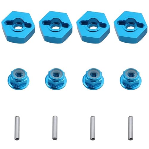 Hobbypark 12mm Aluminum Wheel Hex Drive Hub Adaptor (4P) & M4 Locknut (4P) RC Model Car Parts Blue