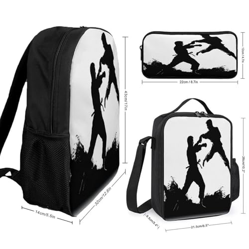 Kickboxing 3pcs Lightweight Travel Backpack Printed Backpack With Lunch Pack Storage Box Case2