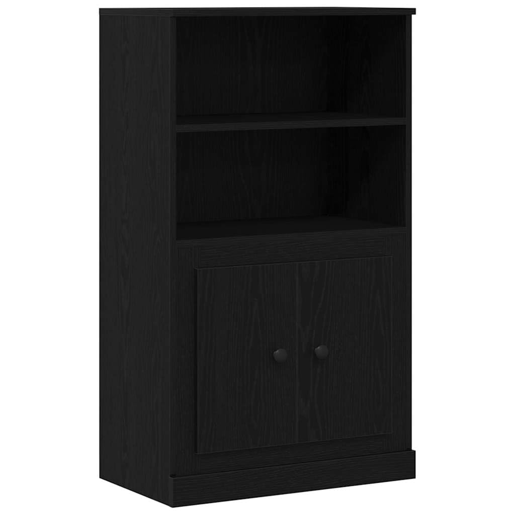 Armadietto alto di alta qualità, nero, effetto rovere, 132 x 35,5 x 103,5 cm, con 4 ante a cerniera e spazio flessibile per soggiorno, sala da pranzo, corridoio, ufficio