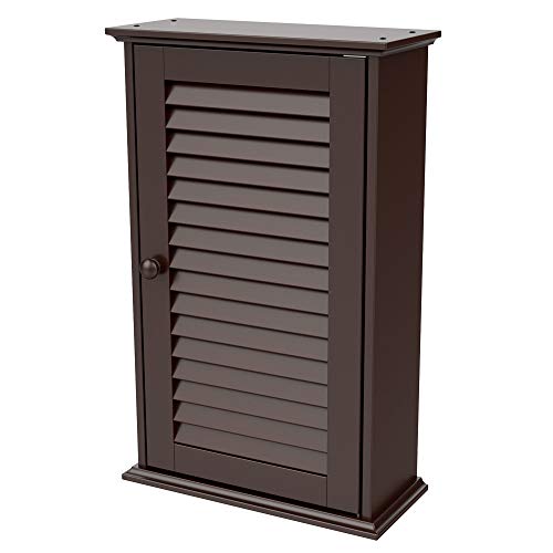 Topeakmart Bathroom/Kitchen Wall Mounted Single Louvered Door 3 Tier Adjustable Storage Shelf Medicine