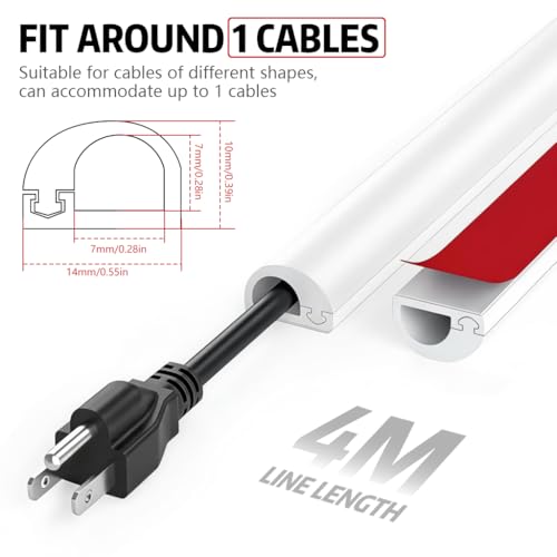 Image of Serplex 13ft PVC Soft Floor Cable Cover, Snap-On Cord Protector Cable Hider with Self Adhesive Backing Single Chanel Cord Floor Cover, Wire Management Raceway for Ethernet Cable, Cords & Power Cables
