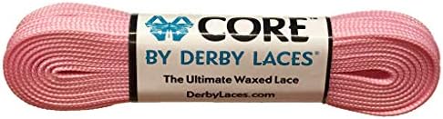 Derby Laces CORE Narrow 6mm Waxed Lace for Figure Skates, Roller Skates, Boots, and Regular Shoes, Pink Cotton Candy, 108 Inch / 274 cm