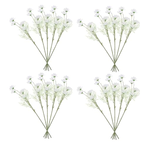 Ipetboom Ramo de 20 Piezas de Margaritas Blancas Artificiales de Seda Tallos de Manzanilla Flores Artificiales Decorativas para Centro de Mesa Ramo Pequeño para Decoración Interior y