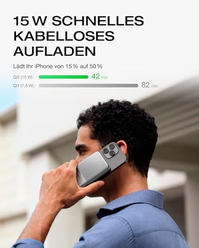 EF ECOFLOW Qi2 Magsafe Powerbank 5000mAh 30W mit USB-C-Kabel, Magnetische Power Bank Kabelloses Tragbares Ladegerät… – Ansicht 2