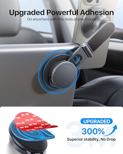 Image of andobil Upgrade Tesla Phone Mount [Strong Magnet & Foldable] MagSafe Car Mount for Tesla New Model Y Juniper Model 3, 360 Adjustable Tesla Phone Holder fits iPhone 17 16 15 Pro Max, Tesla Accessories