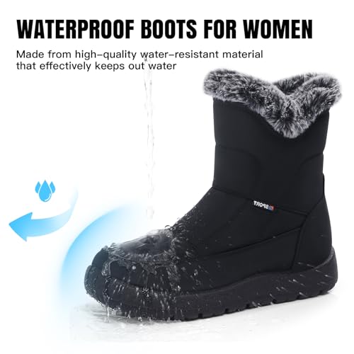 SHIBEVER Women's Snow Boots Winter: Waterproof Fur Lined Anti-Slip Ankle Booties Outdoor Comfortable Warm Women Snow Boot - Image 4