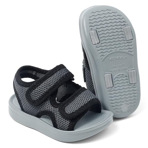 Image of MK MATT KEELY Unisex Kids Summer Slide Sandals Baby Comfort Anti-Slip Open Toe Adjustable Walking Beach Shower Shoes for Boys Girls