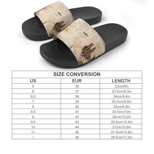 Vintage Newspaper Paper And London PVC Slippers Sandals for Women Men Open Toe Soft Cushioned Non-Slip Sandal for Indoor Outdoor2