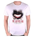 mascara de kaneki tokyo ghoul mercadolibre blanco Tokyo Ghoul Camiseta Masculino Kaneki Máscara Blanca de Algodón - M