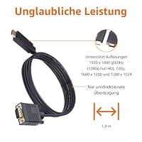Amazon Basics HDMI-(Quelle)-auf-VGA-(Display)-Kabel, Unidirektional, Stecker auf Stecker, 1080P, Vergoldet, 1,8m, Schwarz (2er-Pack) – Ansicht 5