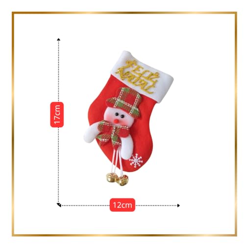 Kit 2 Enfeites de Natal Bota Papai Noel e Boneco Neve com Guizos, 12 x 17cm | Decoração Natalina par
