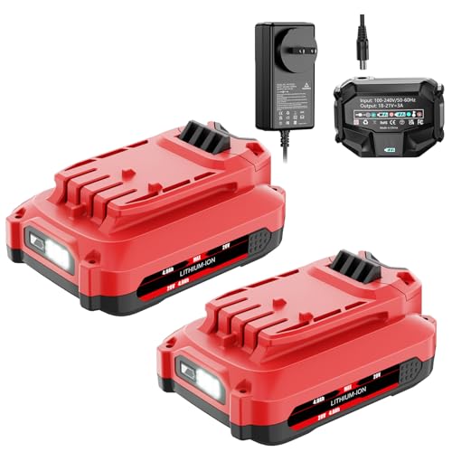 Mounzuikue 2Pack 20V 4.0Ah Replacement for Craftsman V20 Battery and Charger Kit for CMCB203 CMCB202 CMCB204 CMCB206 CMCB201 CMCB100 CMCB124 with Craftsman 20Volt Battery Charger CMCB104