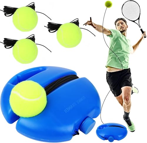 Wvu & Wvo Tennis Trainer Tennistrainer Set Trainer Baseboard mit 2 Rebound Ball Tennistrainer Gummiband Übungsball Selbststudium Tennis Übungstraining Tool für Erwachsene Kinder Spieler Anfänger