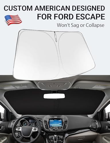 Image of Proadsy 2026 Upgrade Windshield Sun Shade Custom Fit 2013-2019 Escape Foldable Front Sunshade Protector Sun Visor Blocks UV Rays Keep Car Cooler