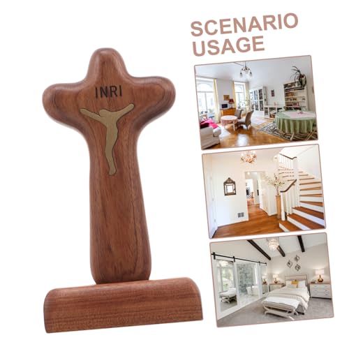 Crucifijo católico pequeño de madera café PRETYZOOM ideal para regalo de comunión 4