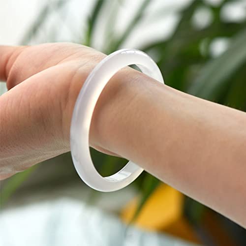 Bracelet Jade Blanc véritable et agate d'eau 58mm pour femme élégante - 3