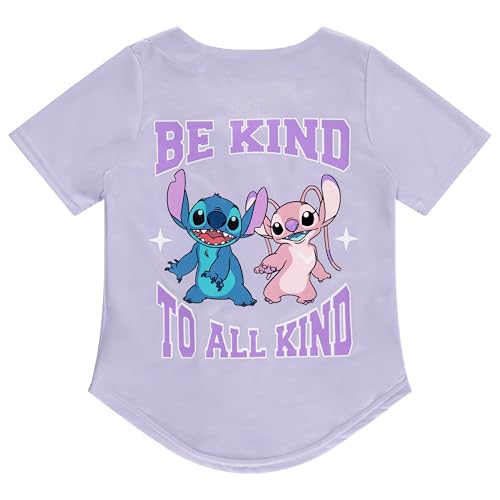Disney Girls Baseball Jersey T-Shirt with Lilo & Stitch and Angel - Girls Sizes 4-162