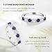 RANDES September Birthstone Ring 925 Sterling Silver Blue Sapphire Rings CZ 7 Stone Eternity Wedding Band for Women Size 6