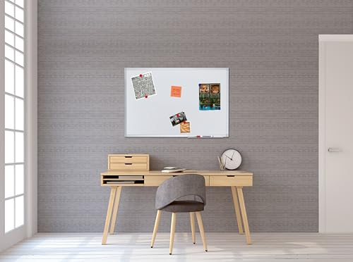 FRANKEN Magnetisches Whiteboard 120 x 90 cm, Magnettafel mit lackierter Stahl-Oberfläche, Schreibtafel inkl. FRANKEN Marker & Ablageschale, Für Büro, Home Office & Schule, Aluminiumrahmen, X-tra!Line