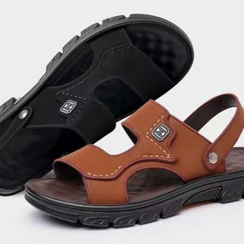 Premium Comfort Leather Cut Out Flip-back Convertible Outdoor Sandals Sildes Summer Slippers For Men Indoor Footwear3