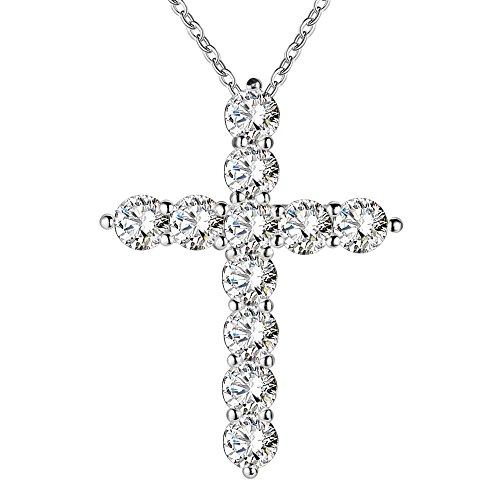 Preisvergleich Produktbild Hals Kette Halskette 925 Sterling Silber Strass Kreuz Anhänger