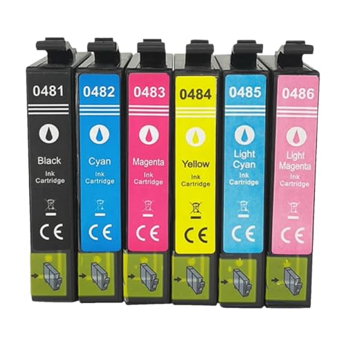 Cartouche d'encre jet d'encre T0481 T0486 bleu cyan pour imprimante Stylus R300 R320