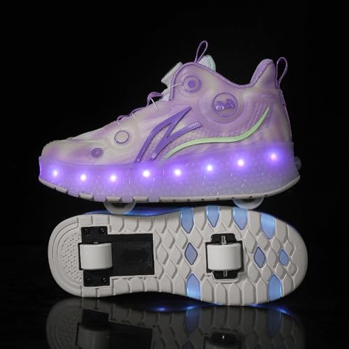 Chaussures à roulettes 2 roues LED violettes en taille 39 - 4