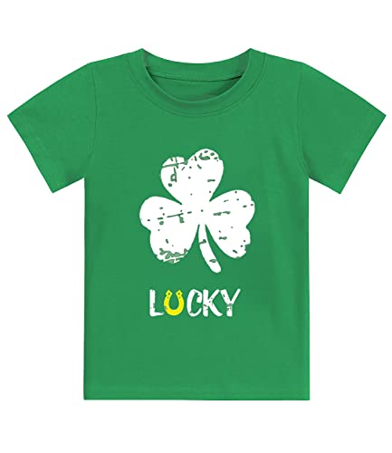 T-Shirts Little Boys Girls St Patricks Day Shirts Lucky Clover Kids Shamrock Distressed Green Tops 7 Years