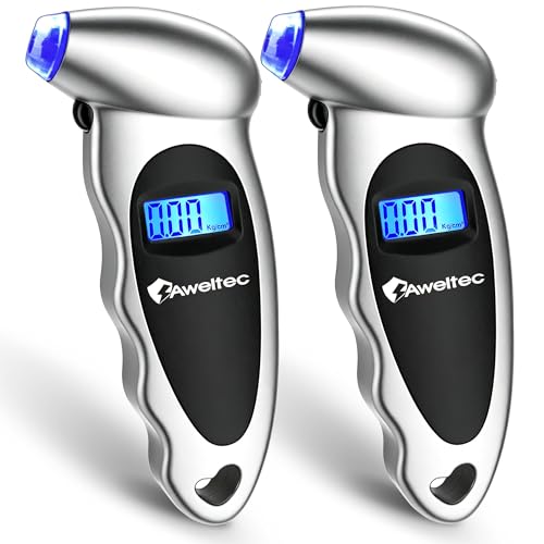 Image of Digital Tire Pressure Gauge,Accurate Cars Air Gauge 150 PSI,2 Pack | 0-150PSI Calibrated,Accurate in 0.1 Increments,4 Measurement Units,Backlight LCD&Nozzle Light,for Everyday Vehicles