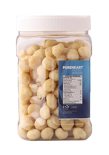 Image of Pureheart Natural Macadamia (650 gm) Premium Australian Macadamia Nuts, Rich in Antioxidants - Whole, Exotic, and Crunchy Dry Fruits, Ideal Snacks, No Additives - Reusable Jar