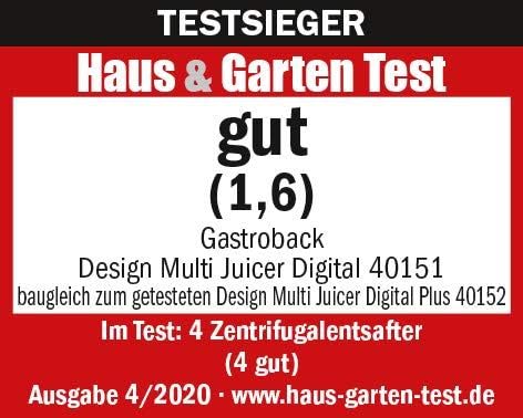 Foto von Gastroback Entsafter 40151 Design Multi Juicer Digital, 1300 Watt Profi-Motor, XXL - Einfüllschacht (Ø 84 mm), 5 Geschwindigkeitsstufen