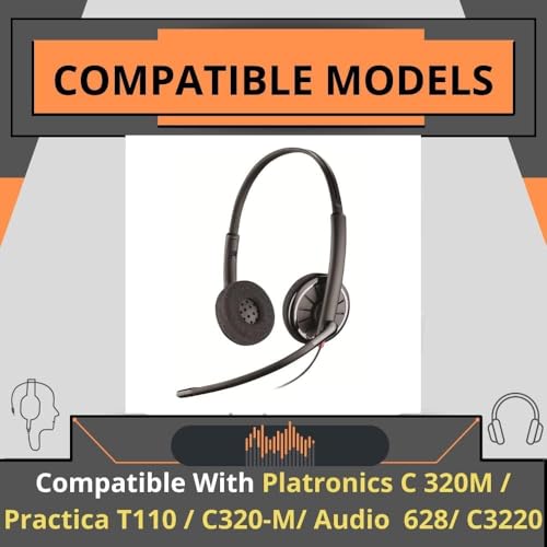 Image of Crysendo 55mm Foam Ear Pads for Plantronics C320M /C3220 /C325M, 3 Pairs | Pack of 6 pcs 5mm thick replacement headphone cushions for worn earpads; soft foam padding; for compatible headphones; Black