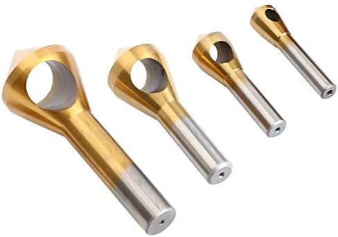 OCGIG 4 Pcs Titanium Coated Countersink Chamfer Tool Deburring Tool Set Metal Wood Drill Bits Set
