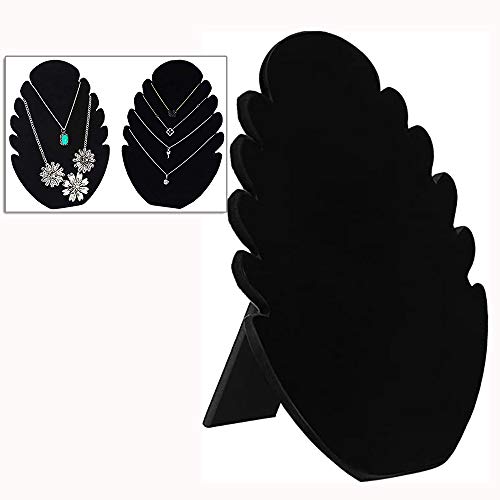 Expositor de Collares de Terciopelo, Soporte de Joyería de Terciopelo Negro, Expositor Collar para Colgar Collares, con 5 Muescas, para Cadenas, Almacenamiento de Pulseras, 8 x 11 x 0.6 Pulgadas