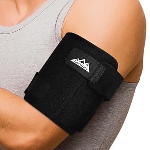 supregear Bicep Tendonitis Brace Compression Sleeve Support, Comfortable Upper Arm Tricep & Bicep Support Brace for Pain Relief, Muscle Strains and Inflammation (Black, M)