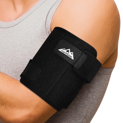 supregear Bicep Tendonitis Brace Compression Sleeve Support, Comfortable Upper Arm Tricep & Bicep Support Brace for Pain Relief, Muscle Strains and Inflammation (Black, M)